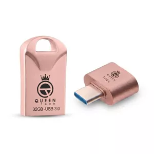 فلش مموری 32 گیگابایت کوئین تک مدل RACE USB3 C-PLUS با رابط USB 3.0، بدنه فلزی مقاوم در برابر آب، گارانتی مادام