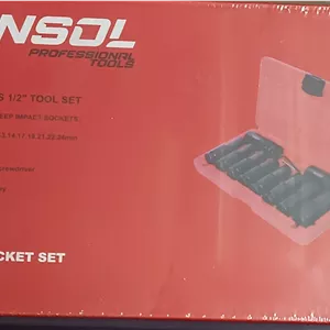 جعبه بکس بلند مشکی هانسول 12 پارچه درایو 1 2 فشار قوی مدل 8510 کروم مولیبدن CR-MO چین 10 تا 24