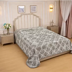 پتو دونفره دورو ابریشم گل برجسته