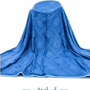 پتو مسافرتی دونفره تک رنگ گل برجسته