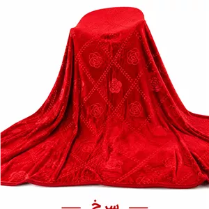 پتو مسافرتی دونفره تک رنگ گل برجسته