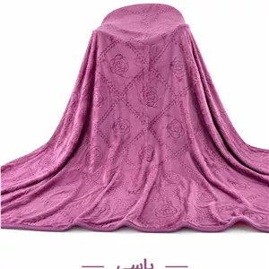 پتو مسافرتی دونفره تک رنگ گل برجسته