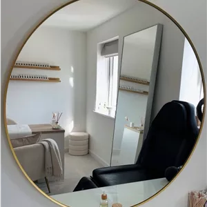 آینه گرد فریم طلایی