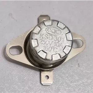 ترموستات سکه‌ای 160 درجه KSD301 250V 10A بسته ی بیست عددی (کلید حرارتی سکه‌ای)