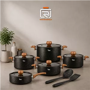 سرویس قابلمه 12 پارچه گرانیتی تیارا مشکی