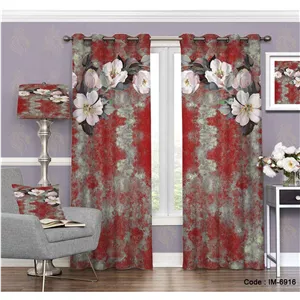 پرده آبرنگی دو تکه طرح گل نسترن