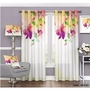 پرده شیک پانچی طرح گلهای رنگارنگ آبرنگی