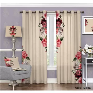 پرده شیک اتاق خواب عروس طرح باغ گل سرخ