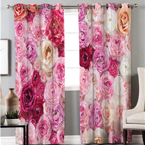 پرده طرح شلوغ پانچی مدل گلستان رز