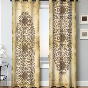 پرده کلاسیک دو تکه مدل لوزی کرم