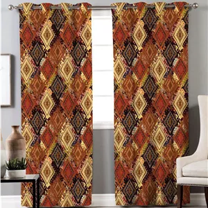 پرده پانچی 2 تکه اتاق پذیرایی مدل لوزی