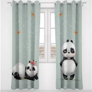 پرده پانچی کودک دو تکه پسرانه طرح پاندا مدل Cute Panda