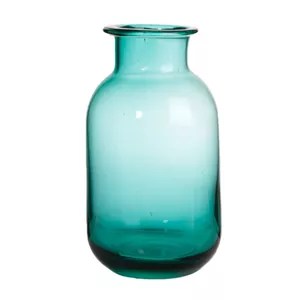 گلدان شیشه ای رومیزی آبی فیروزه ای مدل مینا