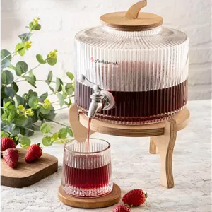 کلمن شیشه ای پایه چوبی مدل ویکتوریا