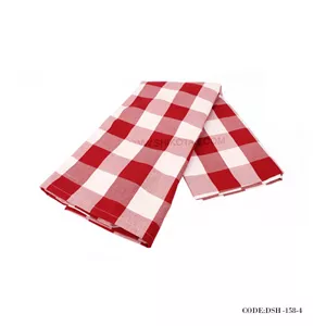 رومیزی ناهار خوری طرح چهارخونه قرمز و سفید