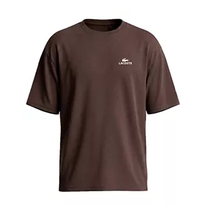 تیشرت یقه گرد مردانه باکسی طرح دار اسپان دورس شکلاتی Lacoste کد 50433 (پرداخت درب منزل / ارسال رایگان یا تخفیف برای پرداخت کارت به کارت)