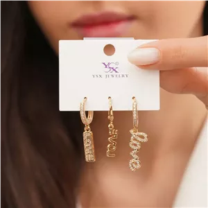 پک گوشواره زنانه 3 تایی شماره 2 برند Ysx