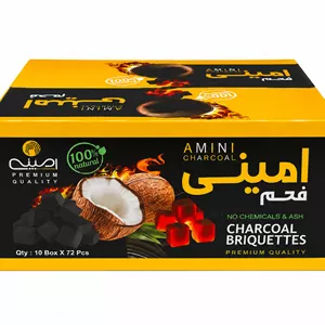 زغال امینی مدل نارگیل حبه ( 1 کارتن 10 جعبه ای )