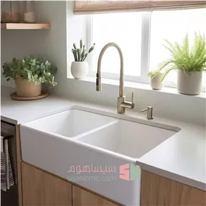 سینک آپرون دو لگن هوفر کد ۲۸۳ (مدل Farmhouse متقارن) ابعاد ۸۵ در ۵۰ در ۲۲
