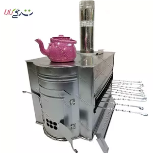 بخاری هیزمی دو کارکرد مکعبی (گرمایشی و پخت‌وپز)