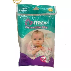 پیشبند یکبار مصرف نوزاد مایا Maya  در بسته بندی 10 تایی مانی نی شاپ