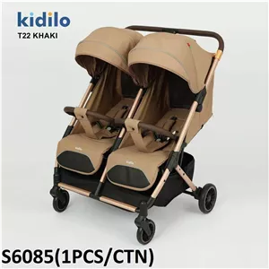 کالسکه دوقلو کیدیلو مدل Kidilo T22 رنگ خاکی مانینی شاپ