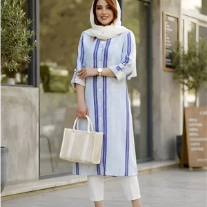مانتو کاربردی لینن راه راه زارا