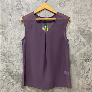 تاپ حریر زنانه رنگ بادمجانی کد 75
