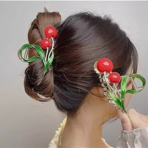 کلیپس مو طرح گیلاس فلزی | اکسسوری شیک و خاص برای استایل روزانه