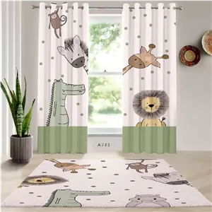 پرده اتاق کودک مدل حیوانات جنگل کد 1039