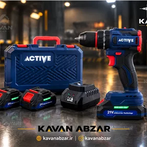 دریل پیچگوشتی چکشی 2 باطری شارژی 21 وات ( 13 میلیمتری )  برند اکتیو مدل AC-3221BL