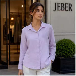 شومیز آستین بلند یاسی چروک jeber