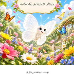 کتاب داستان کودکانه  پروانه ای که بال هایش رنگ نداشت . مختص گروه سنی الف و ب. کتاب آموزشی. فارسی. نسخه پی دی اف