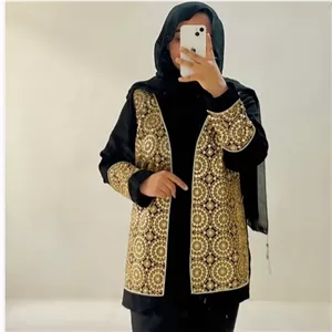 کت سوزن دوزی مشکی و طلایی