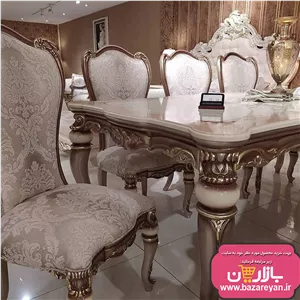 نهارخوری 6 نفره مدل نایس، رنگبندی چوب و پارچه به سلیقه مشتری