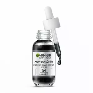 سرم پوست ضد لک و لایه بردار زغال AHA  BHA و نیاسینامید گارنیر Saf & Temiz AHA BHA KOMUR Liquid Anti blemish skin serum Garnier