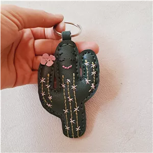 جاکلیدی کاکتوس چرم طبیعی ساخته شده از چرم طبیعی بزی