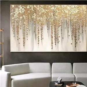 تابلو دکوراتیو برجسته با تکنیک تکسچر و ورق طلا کار دست سایز 100 در 80 سانتیمتر 