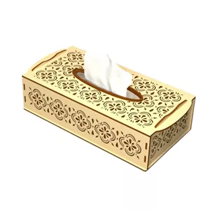 جعبه کاغذ دستمالی چوبی مدل گل 2
