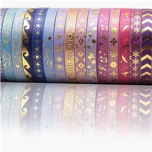 چسب واشی باریک با فویل طلایی رنگ ( washi tape)