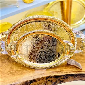 سینی بیضی طنابی جفتی طلایی دیانا 
