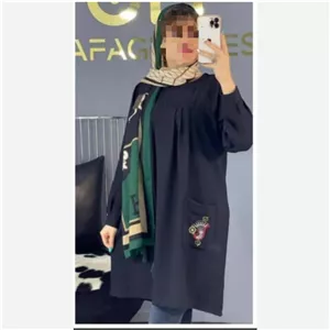 مانتو زنانه گلدوزی فری سایز با رنگ طوسی قرمز سبز، پارچه نخی، بدون آبروی، جیب گلدوزی، 90x58x56