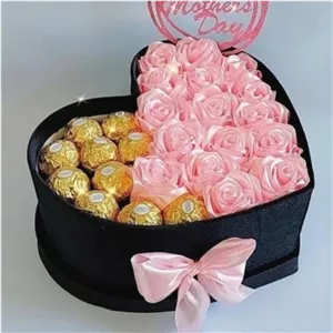 باکس هدیه قلبی، گل روبانی  شکلات شونیز