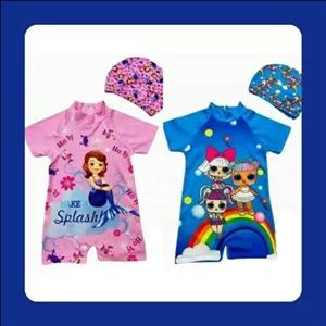 مایو 2 تیکه  کلاهدار طرح  دخترک  . وارداتی. 2 سال  تا  8  سال 