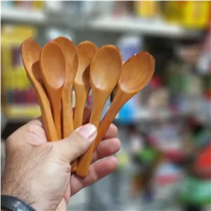 قاشق چوبی بامبو 13 سانتی 6عددی 