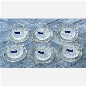 فنجان و نعلبکی کریستال لب طلا 266