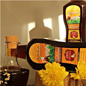 سرکنگبین شکری (تهیه شده از شکر قهوه ای نیشکر و سرکه انگور طبیعی)