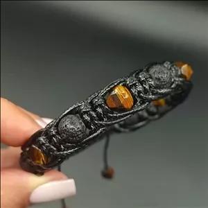 دستبند استار دستبند سنگ چشم ببر و لاوا دستبند سنگی دستبند زنانه دستبند مردانه دستبند اسپرت ارسال رایگان اکسسوری سنگی