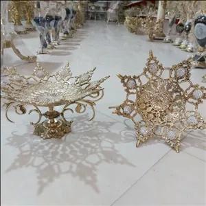 میوه خوری و شیرنی خوری تماما برنج با ضمانت مدل نگین سربی قطر میوه 37 سانت و شیرینی 30 سانت  