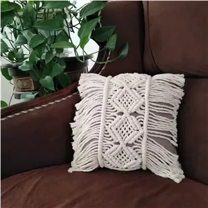 رویه کوسن مکرومه طرح لوزی